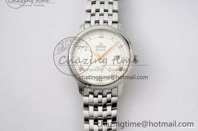 0107 Casual De Ville SS DIWF 1:1 Best Edition White Dial RG Markers on SS Bracelet MIYOTA 7847